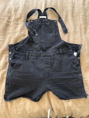 MadeWell Black Denim Short Overalls